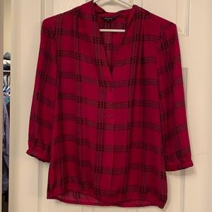RW&CO - Red Plaid Elastic Waist Blouse - Size S